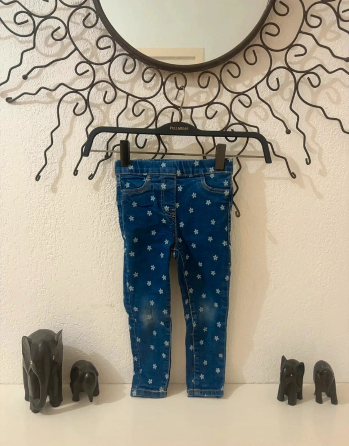 🔵 Jegging Stretch Azul Marino con Motivos de Flores Blancas - Talla 2-3 Años (92-98 cm) – photo 2